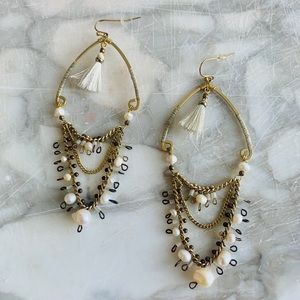 Gold tone pearl earrings